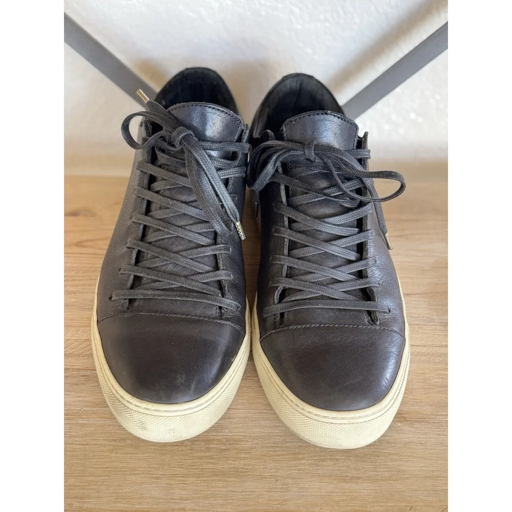 John Varvatos 315 Reed Low Top Sneakers 10 Black Leather Luxe Minimalist F2754T1